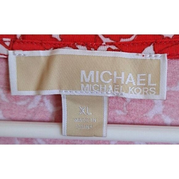 Michael Michael Kors XL Floral Multicolor Short Drawstring Sleeve Scoop Neck Top - Picture 2 of 7